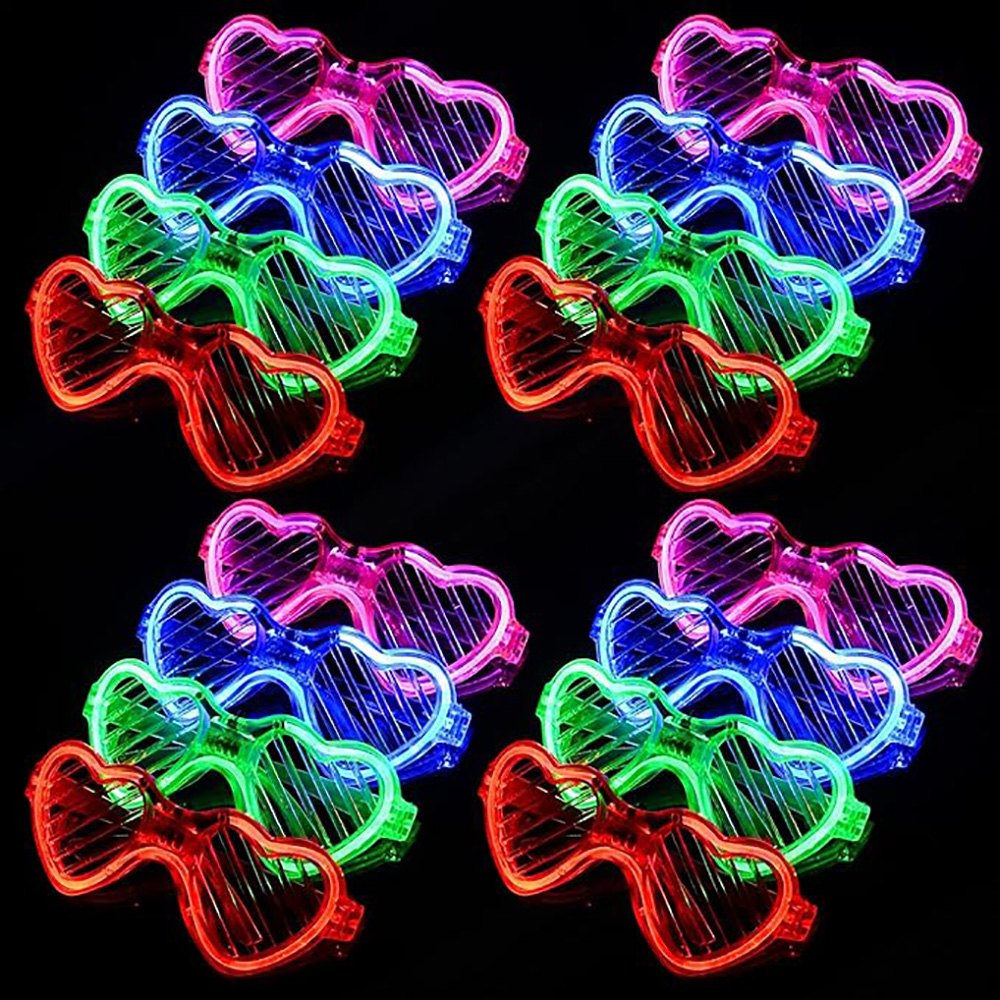 Glow In The Dark Party Glasses - 5/10/20/30/50 Bulk Light Up Glasses Heart
