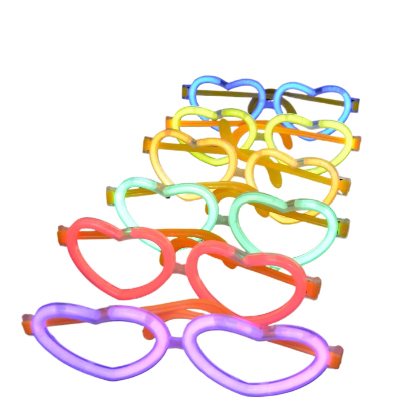 Glow In The Dark Party Glasses - 20 Sets Festive DIY Luminous Heart