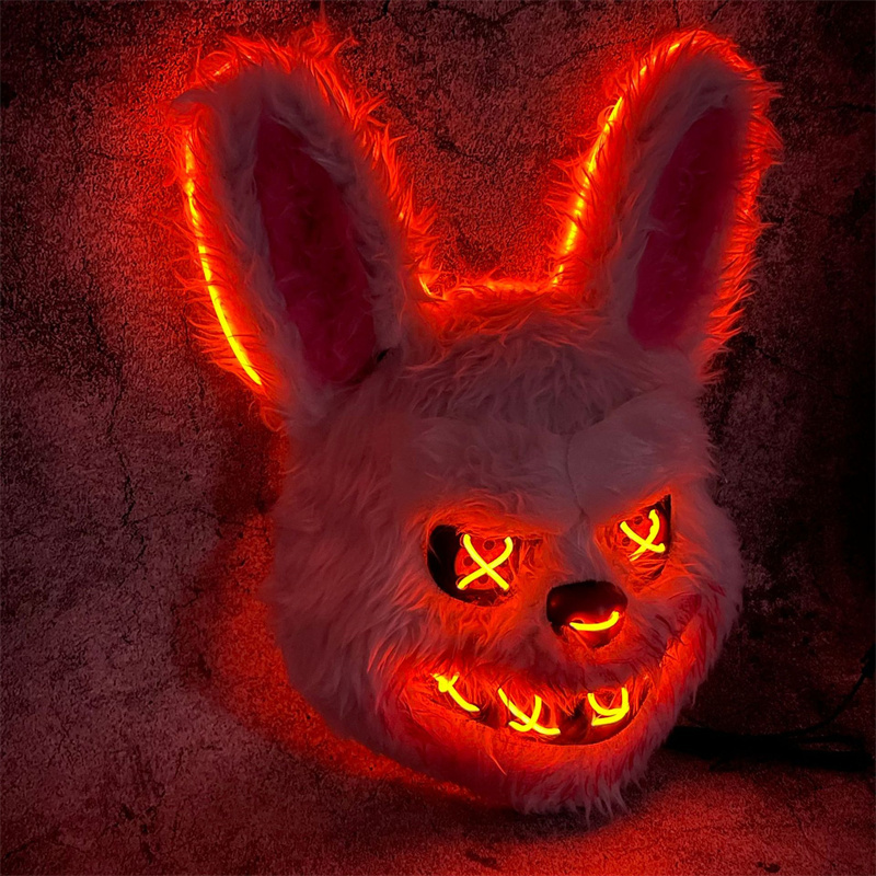 Led Purge Mask Halloween - Bunny Mask Masquerade LED Rabbit Bear