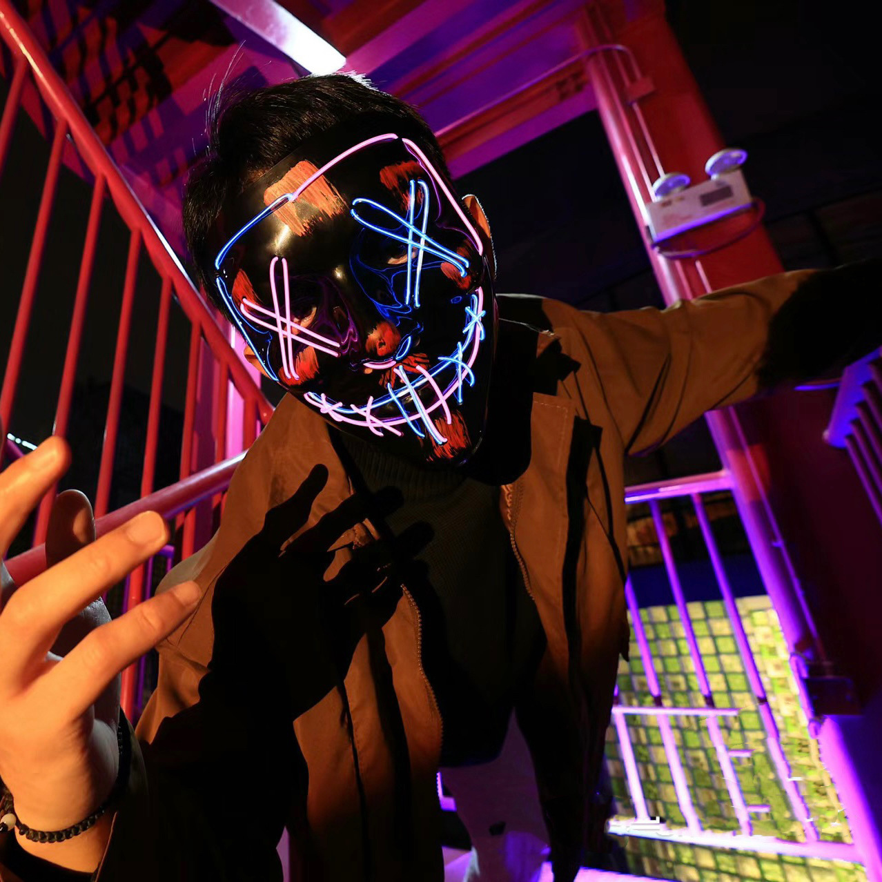 Wireless Neon LED Purge Mask G - Led Purge Mask Halloween review and price
