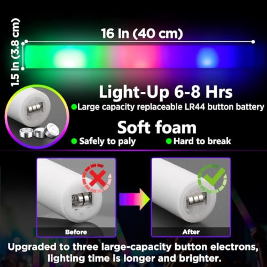 Pcs Foam Glow Sticks Bulk Part - Flashing Led Foam Sticks Party review and price