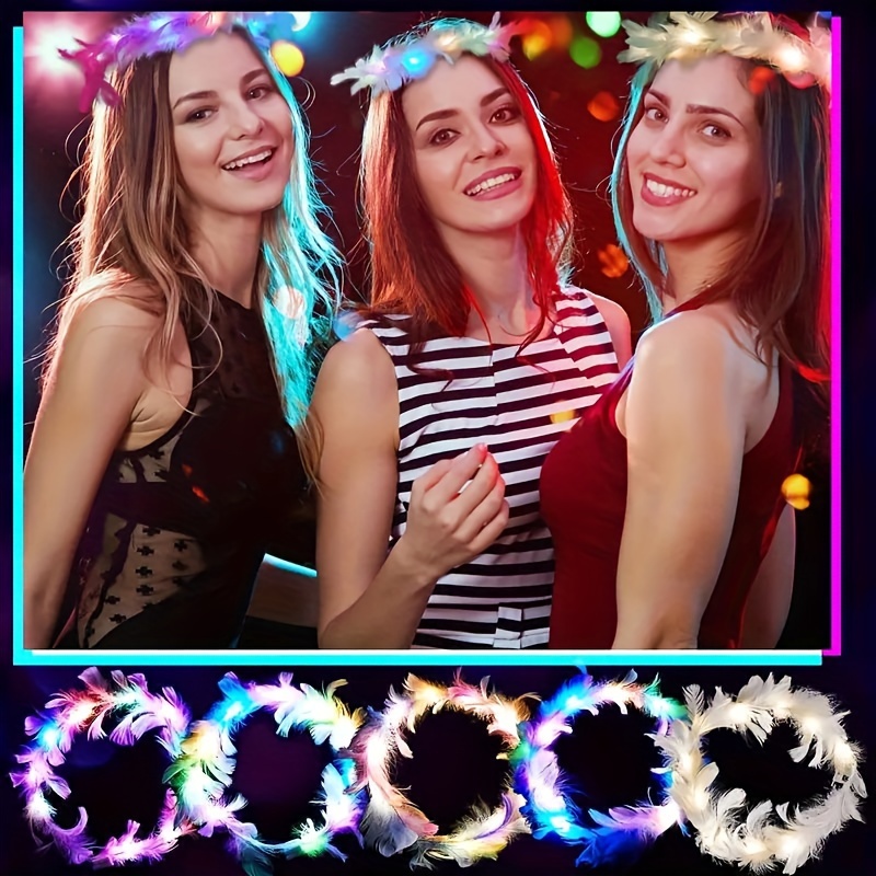10pcs LED Feather Wreath Crown - Glow In The Dark Party Glasses review and price