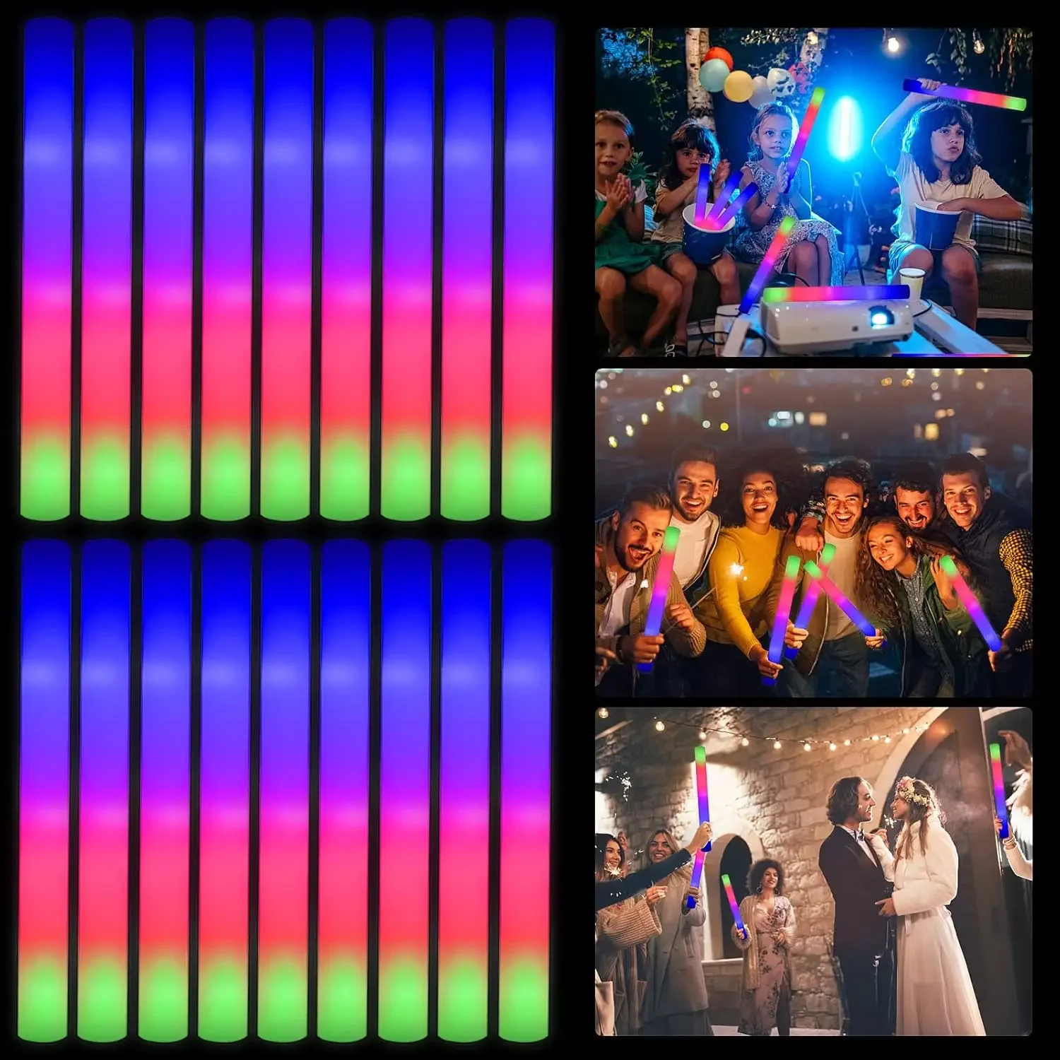 3Z-50PCS Led Foam Glow Sticks  - Flashing Led Foam Sticks Party review and price