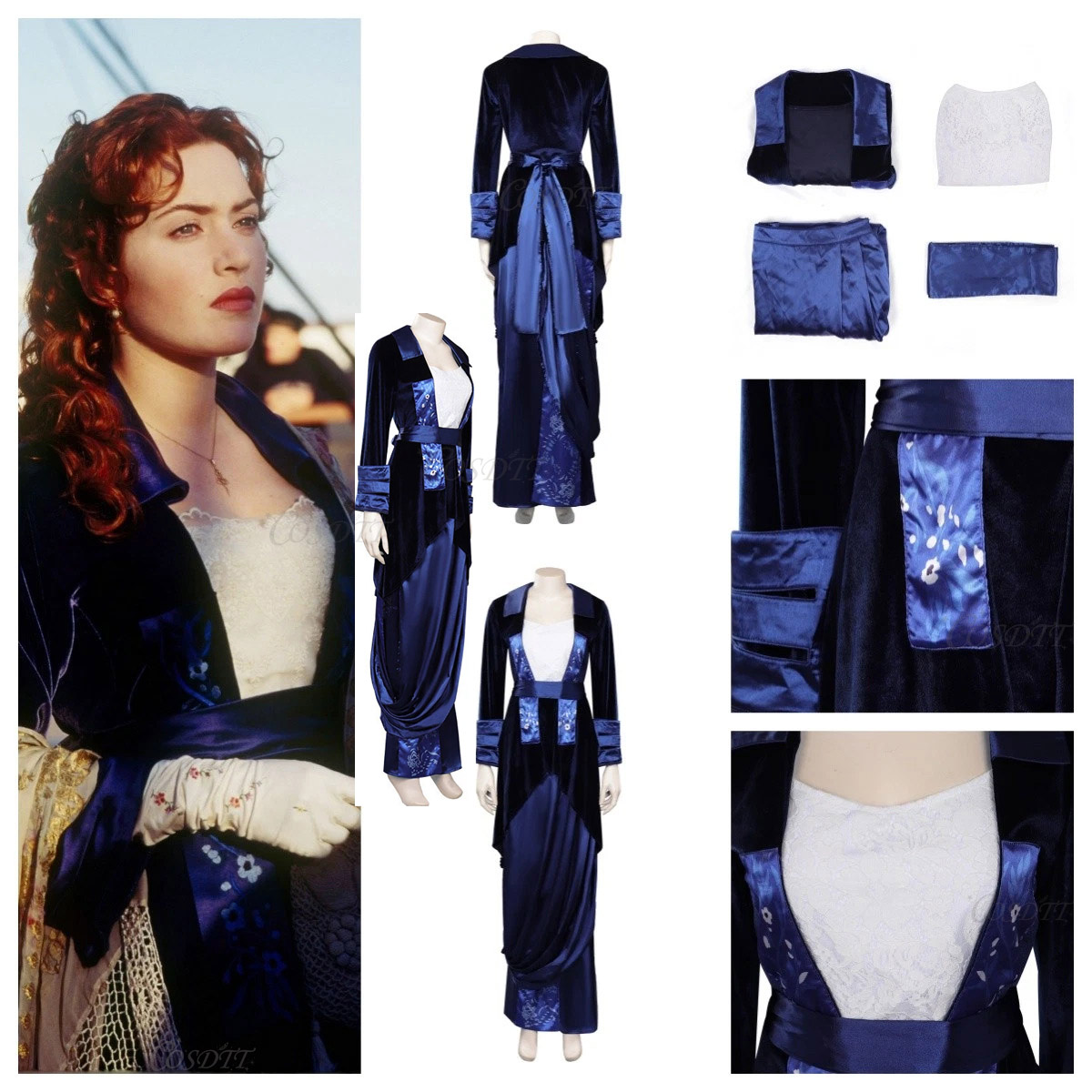 Ruth DeWitt Bukater Cosplay Ti - Medieval Renaissance Dress Women review and price