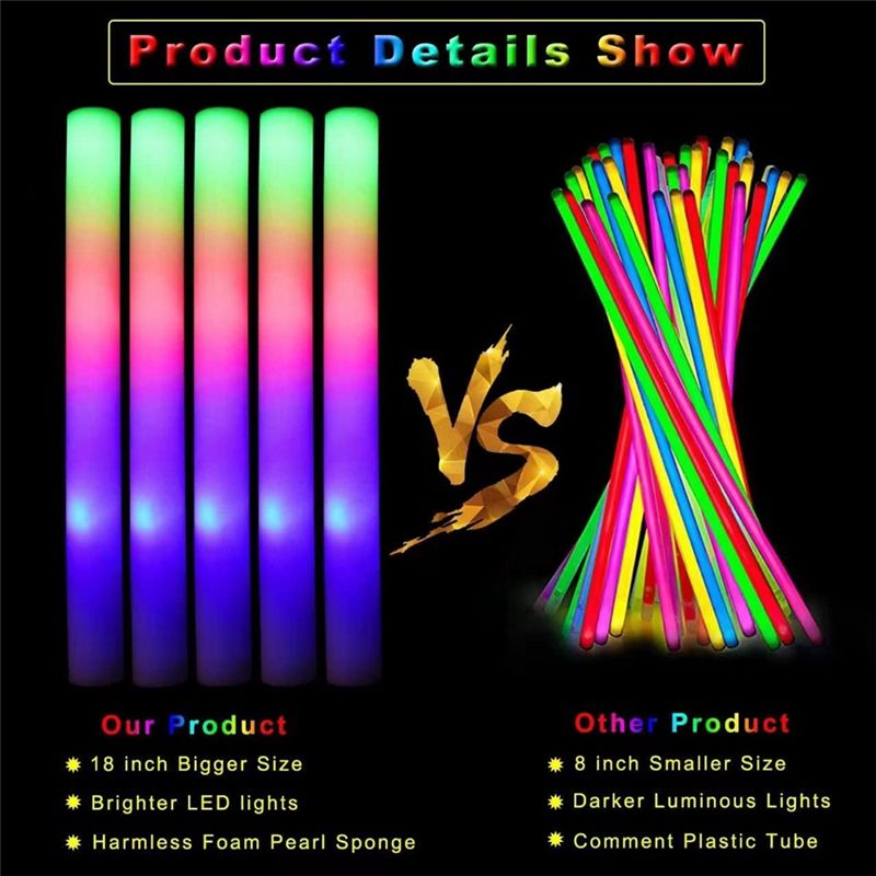 【Big Deal】Glow Sticks Bulk, LE - Flashing Led Foam Sticks Party review and price