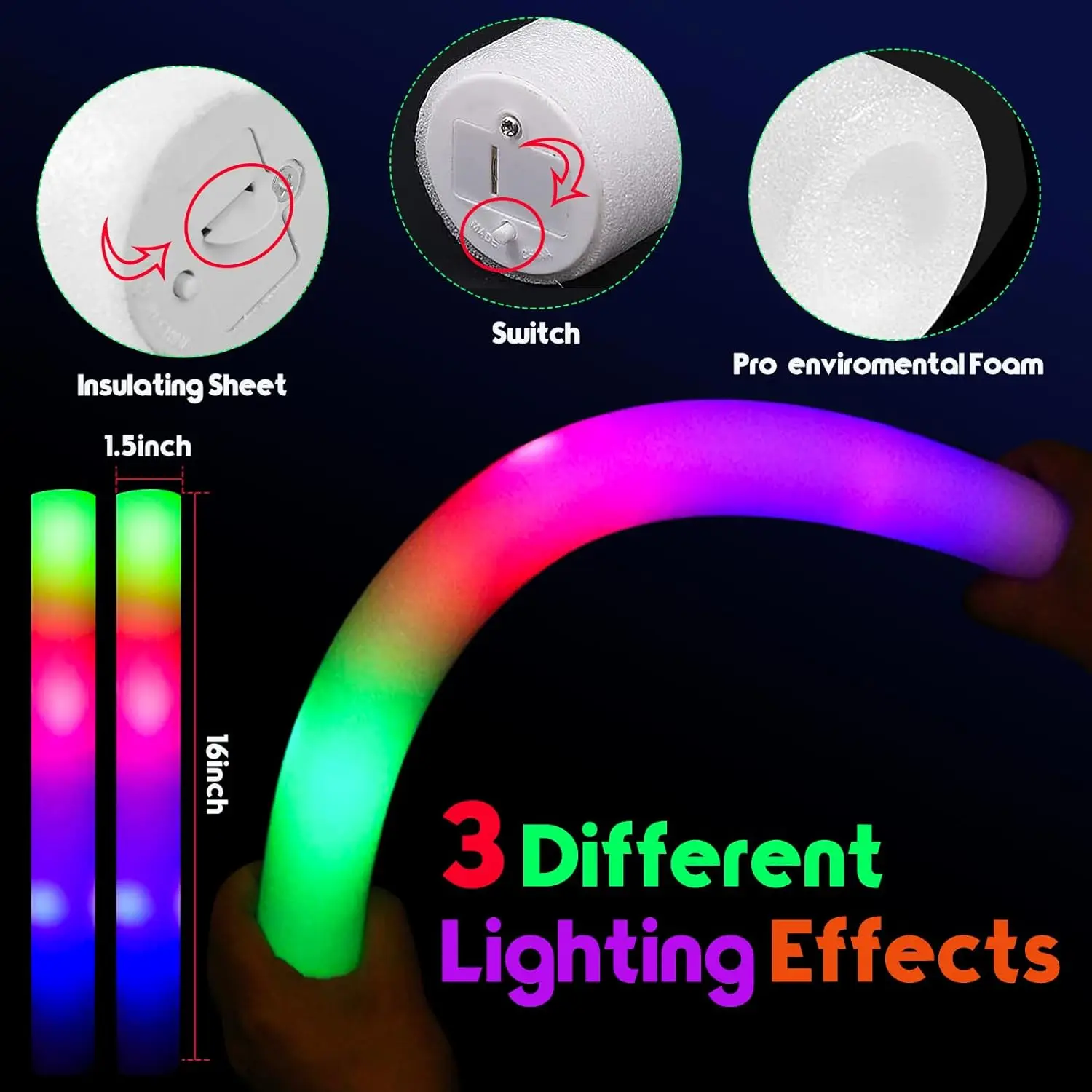 30Pcs Foam Glow Sticks with 3  - Flashing Led Foam Sticks Party review and price