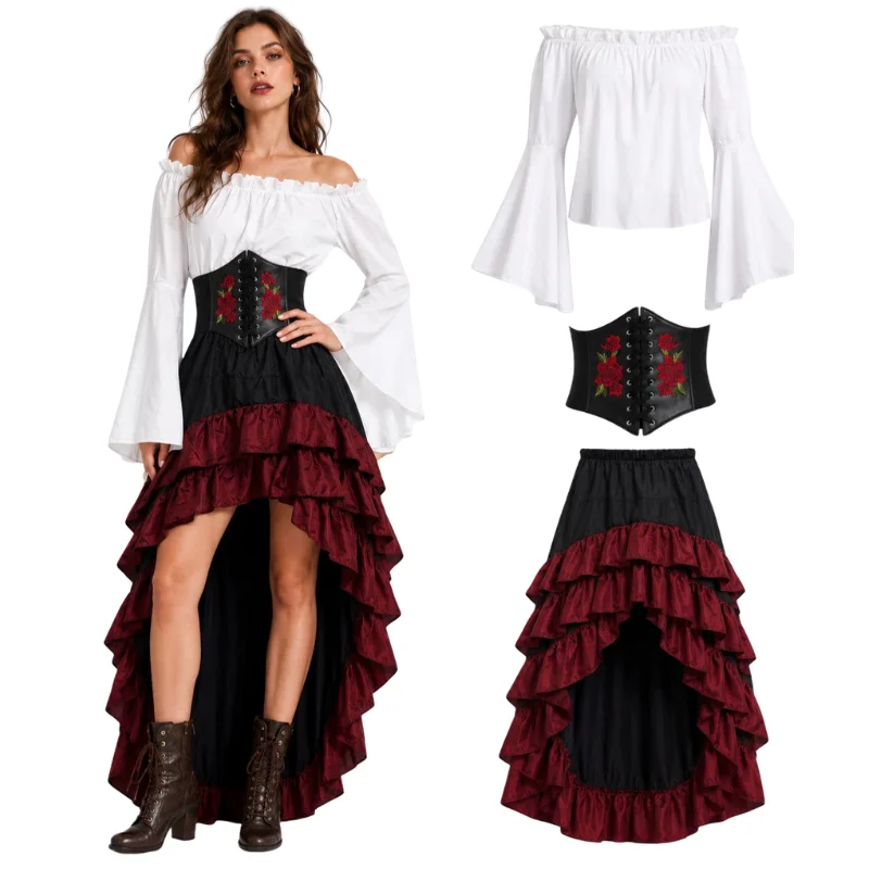 Halloween Medieval Retro Pirat - Medieval Renaissance Dress Women review and price
