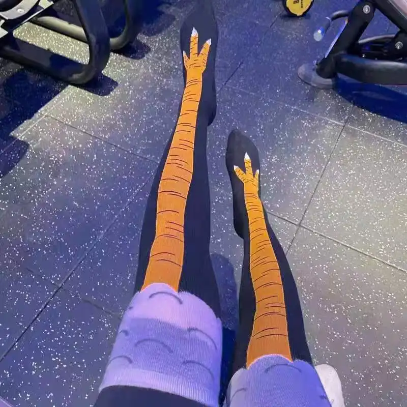 Trendy Women Socks With Knee L - Funny Chicken Leg Socks review and price